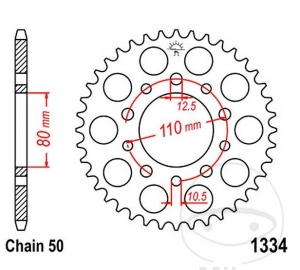 Πίνακας πίσω JTR1334.36 (βήμα 530) - Honda CBR 600 F / CBX 1000 - Pro Link / CBX 550 F Supersport - F2 Supersport