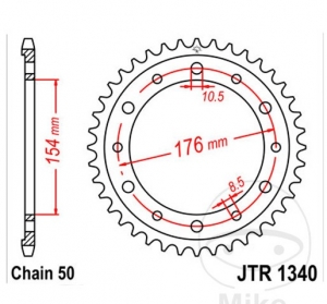 Πίνακας πίσω JTR1340.44 (βήμα 530) - Honda CB 1000 R - RA ABS / VFR 750 F / VFR 800 - A ABS - FI / VFR 800 X - JM