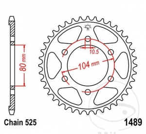 Πίνακας πίσω JTR1489.44 (βήμα 530) - Kawasaki ZZR 1400 H ABS - J Performance Sport ABS / ZZR 1400 B ABS - D ABS -