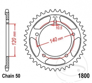 Πίνακας πίσω JTR1800.43 (βήμα 530) - Suzuki GSF 1200 S - Bandit / GSF 1250 A - S Bandit / GSX 1250 FA / GSX 1300 