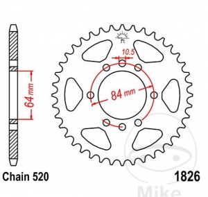 Πίνακας πίσω JTR1826.40 (βήμα 520) - Arctic Cat/Textron DVX 400 / Kawasaki KFX 400 A KSF / Suzuki LT-F 160 / LT-Z