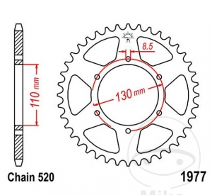 Πίνακας πίσω JTR1977.48 (βήμα 520) - Honda XL 250 K ('76-'78) - JM