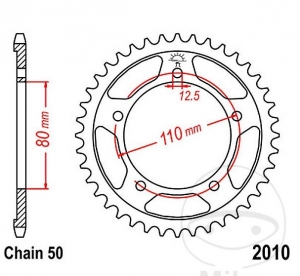 Πίνακας πίσω JTR2010.48 (βήμα 530) - Triumph Tiger 900 EFI / 955 i με στροφείο ακτίνων / Trident