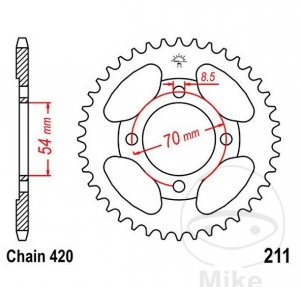 Πίνακας πίσω JTR211.34 (βήμα 420) - Honda C 70 Z Cub / C 90 Cub / C 90 CW Cub / C 90 M Cub / C 90 Z Cub - JM