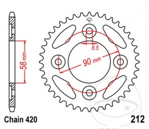 Πίνακας πίσω JTR212.35 (βήμα 420) - Honda AFS 110 2SH i Wave - CSF i Wave / ANF 125 Innova / MSX 125 - A ABS - A 