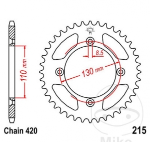 Πίνακας πίσω JTR215.47 (βήμα 420) - Honda CR 80 R ('85-'95) / CR 80 RB ('96-'02) / CR 85 R ('03-'08) / CRF 150 RB