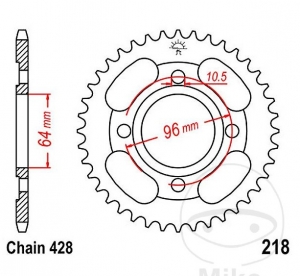 Πίνακας πίσω JTR218.44 (βήμα 428) - Honda CG 125 ES ('04-'08) - JM