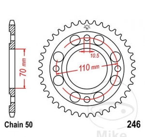 Πίνακας πίσω JTR246.37 (βήμα 530) - Honda CB 250 N Euro - T Twin / CB 400 A Twin Automatik - N Euro / CB 400 T / 