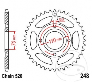 Πίνακας πίσω JTR248.45 (βήμα 520) - Honda CB 250 RS ('80-'82) / CB 250 RSZ ('82-'84) - JM