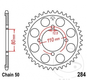 Πίνακας πίσω JTR284.39 (βήμα 530) - Honda CB 650 - C Custom - SC Custom / CB 750 C Custom - F Supersport - K - K 