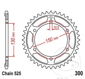 Πίνακας πίσω JTR300.39 (βήμα 525) - Honda XRV 650 Africa Twin / FZ8 800 N - NA ABS - NA Anniversary ABS - S Fazer