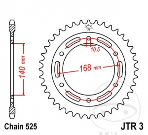 Πίνακας πίσω JTR3.47 (βήμα 525) - BMW F 650 800 GS / F 700 800 GS / F 800 800 GS - JM