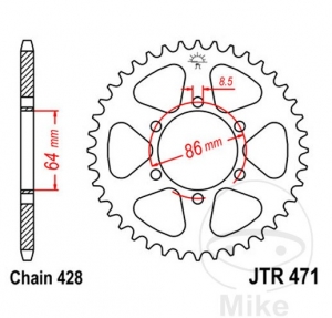 Πίνακας πίσω JTR471.50 (βήμα 428) - Kawasaki KE 125 A ('76-'82) - JM