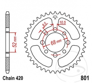 Πίνακας πίσω JTR801.32 (βήμα 420) - Beta Minicross 150 R150 / Kawasaki AE 80 A / AR 80 A / KLX 110 A - C - R C - 