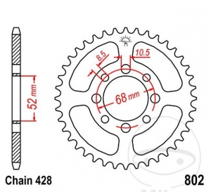 Πίνακας πίσω JTR802.44 (βήμα 428) - Suzuki GT 80 L / E X3E / RM 80 / RV 90 Van Van / TS 80 ER / X - JM