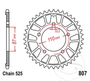 Πίνακας πίσω JTR807.44 (βήμα 525) - Suzuki GSF 650 S Bandit - SA Bandit ABS - SU Bandit - SUA Bandit ABS - U Band