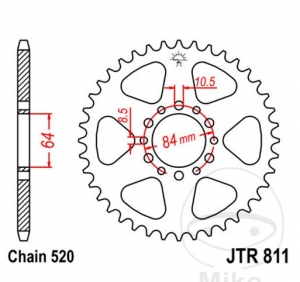 Πίνακας πίσω JTR811.45 (βήμα 520) - Suzuki TS 185 ER ('79) - JM