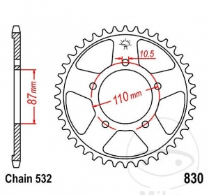 Πίνακας πίσω JTR830.45 (βήμα 532) - Suzuki GSX-R 1100 ('86-'88) - JM