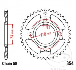 Πίνακας πίσω JTR854.36 (βήμα 530) - Yamaha RD 250 ('78-'80) / RD 400 ('78-'79) / XS 400 ('80-'82) - SE Special ('