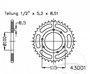 Πίσω γρανάζι Esjot μαύρο - 48 δόντια (βήμα 420) - Gilera GSM 50 ( '02-'03) - JM