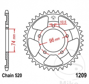 Πίσω γρανάζι JTR1209.42 (βήμα 520) - Honda NSR 250 R ('88-'89) / NSR 250 R SP ('88-'89) - JM