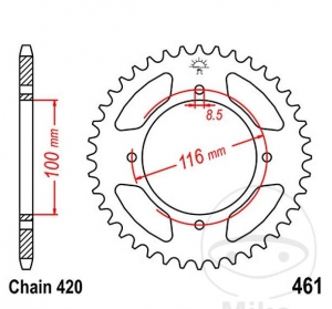 Πίσω γρανάζι JTR461.54 (βήμα 420) - Kawasaki KX 80 G-L-R-T-W / KX 85 A-B-I C-II D - JM