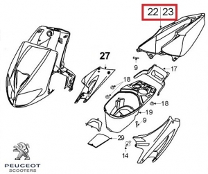 Πίσω καρένα - λευκή - Peugeot Speedfight 2 / Speedfight WRC / X -Race / X-Team 2T 50-100cc - Peugeot