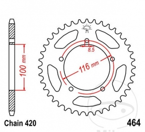 Πίσω πίνακας JTR464.44 (βήμα 420) - Kawasaki KX 60 B ('99-'05) / KX 80 E ('84-'86) - JM