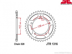 Πίσω πινιόν Honda CB 500F / CB 500X / CBR 500 RA ABS / NC 700 S / NC 700 X / NC 750 SA / NC 750 XA / X-ADV 750 - JTR 1