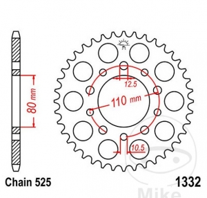 Πίσω πινιόν JTR1332.45 (βήμα 525) - Honda CB 125 R Neo Sports Cafe (CBF125NA) ABS ('18-'22) - JM