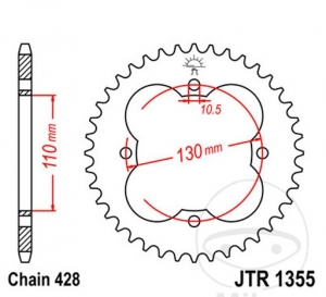 Πίσω πινιόν JTR1355.48 (βήμα 428) - Honda TRX 90 X Sportrax ('11-'12) - JM