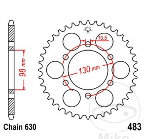 Πίσω πινιόν JTR483.33 (βήμα 630) - Kawasaki Z 900 A ('76) / Z1 900 ('73) / Z1A 90 ('74) / Z1B 900 ('75) - JM