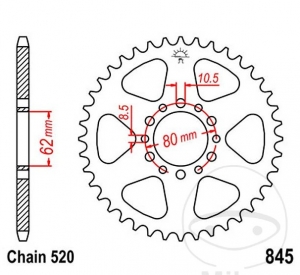 Πίσω πινιόν JTR845.41 (βήμα 520) - Yamaha SR 250 SP ('89-'92) / SR 250 ('91-'01) / XT 250 ('80-'90) - JM