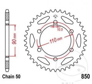 Πίσω πινιόν JTR850.34 (βήμα 530) - Yamaha XS 650 ('75-'83) / XS 650 SE Special ('81-'83) / XS 650 SE US Custom ('8