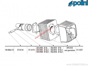 Πιστόνι (διάμετρος 46,4mm) - 204.0404 - Gilera CBA / Piaggio Bravo / CBA / Ciao / Eco / SI - Polini