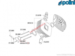 Πιστόνι (διάμετρος 48mm / μέτρο C) - 204.0001/C - Fantic Motor Regolarita 50 (Minarelli P6 Corsa 42) - Poli