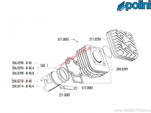 Πιστόνι 2T (διάμετρος 40mm) - 204.0710 - Aprilia Mojito 50 2T (Piaggio) / Piaggio Fly 50 2T / Vespa ET2 LX 50 2T