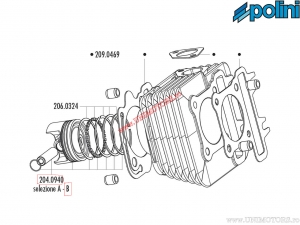 Πιστόνι 4Τ (διάμετρος 49mm / μέγεθος B) - Aprilia Scarabeo 50 4T 4V (Piaggio / '09->) / Vespa Sprint 50 