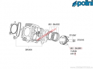 Πιστόνι 4T (διάμετρος 52mm / μέγεθος D) - 204.0905/D - Honda XR 50 4T 4V - Polini