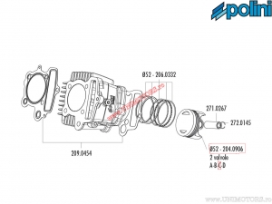 Πιστόνι 4T (διάμετρος 52mm / μέτρο C) - 204.0906/C - Honda XR 50 4T 2V - Polini