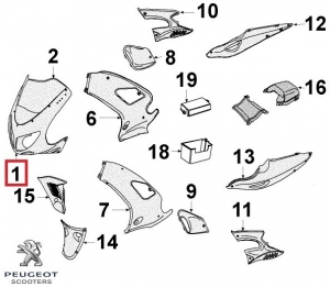 Προστατευτικό μπροστινού καπό original - μαύρο - Peugeot Vivacity 3 L / Vivacity 3 L Sportline 2