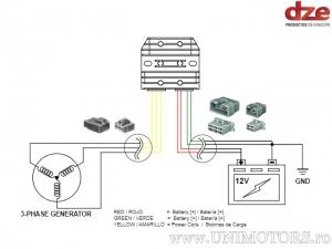 Ρελέ φόρτισης (ρυθμιστής τάσης) καθολικό - 12V 50A (7 καλώδια - τεχνολογία Mo