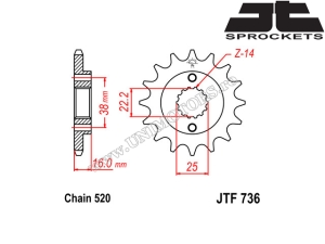 Σετ αλυσίδας Ducati 600 Monster ('95-'97) - (DID / JT)