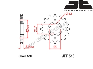 Σετ αλυσίδας Kawasaki KL 650 Tengai ('89) / KLR 650 ('87-'89) - (DID / JT)