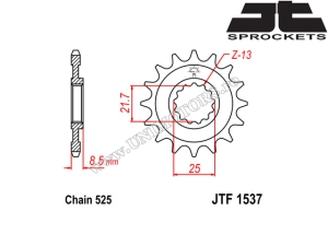 Σετ αλυσίδας Kawasaki Z 1000 ('03-'06) - (DID / JT)