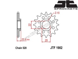 Σετ αλυσίδας KTM EGS 620 / SXC 625 / LC4-E 640 / Duke 690 / Supermoto 690 - (DID / JT)