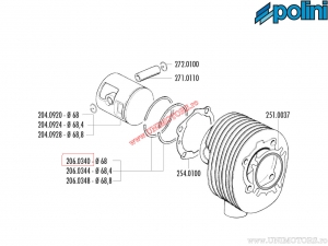 Σετ δακτυλίων πιστονιού (διάμετρος 68mm) - Vespa Cosa 200 2T / PE, PX 200 2T - Polini