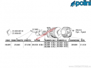 Σετ κυλίνδρου (διάμετρος 38,4mm / 49,8cc) - 140.0091 - Polini