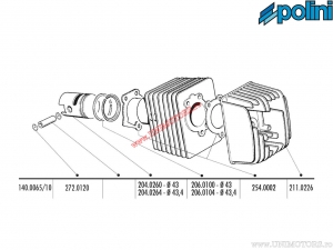 Σετ κυλίνδρου (διάμετρος 43mm / 63cc / βίδα πιστονιού 10mm) - 140.0065/10 - Polini