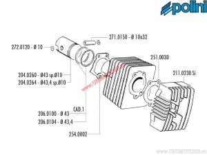 Σετ κυλίνδρου (διάμετρος 43mm / 63cc / βίδα πιστονιού 10mm) - 1400133/10R - Polini